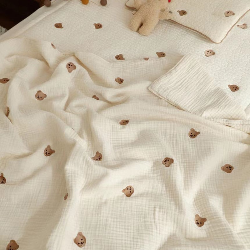 Korean Bear Embroidery Kids Sleeping Blanket - Everything Amazing