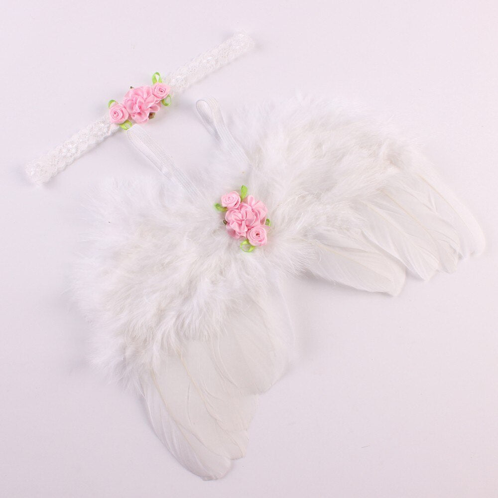 Newborn Angel Feather Wings with Flower Headband - Everything Amazing