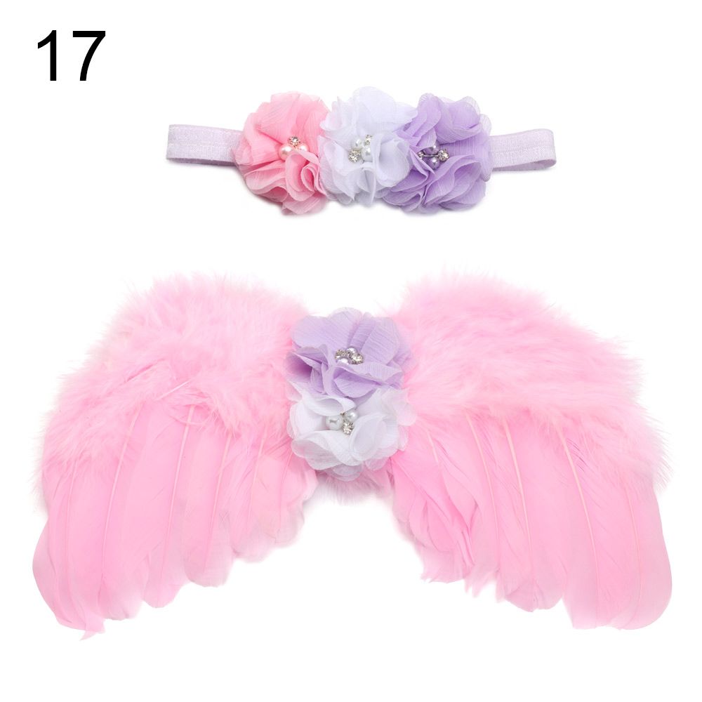 Newborn Angel Feather Wings with Flower Headband - Everything Amazing