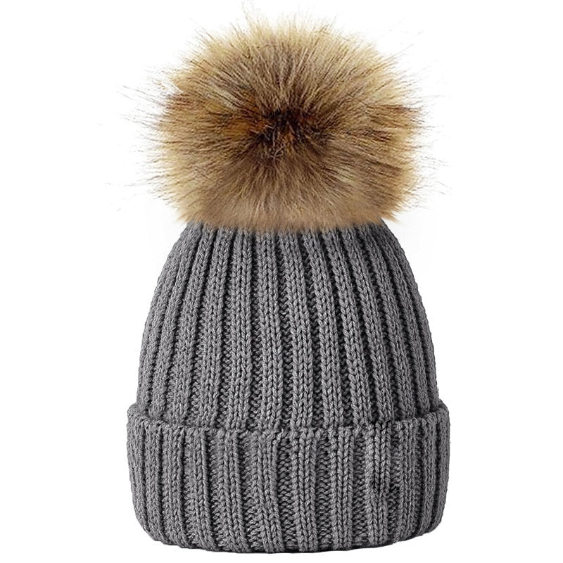 Black Winter Pompom Hat