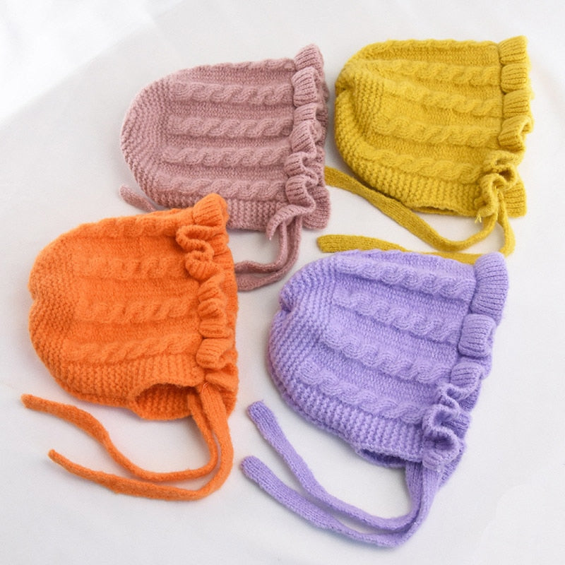 Colorful winter hats for baby girls