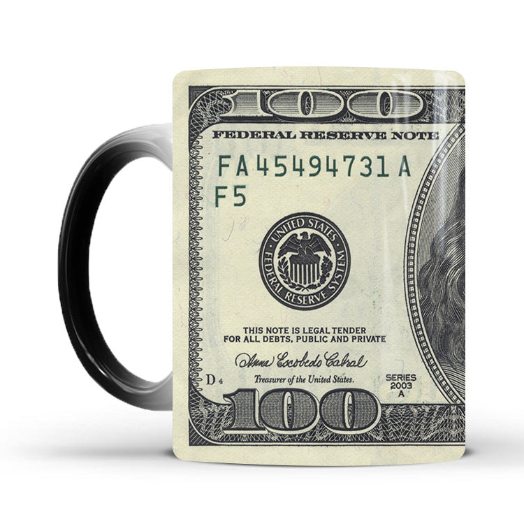 Creative Colour Changing Mug | Ceramic Banknote Design | 301-400ml