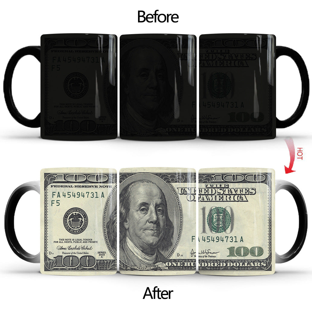 Creative Colour Changing Mug | Ceramic Banknote Design | 301-400ml