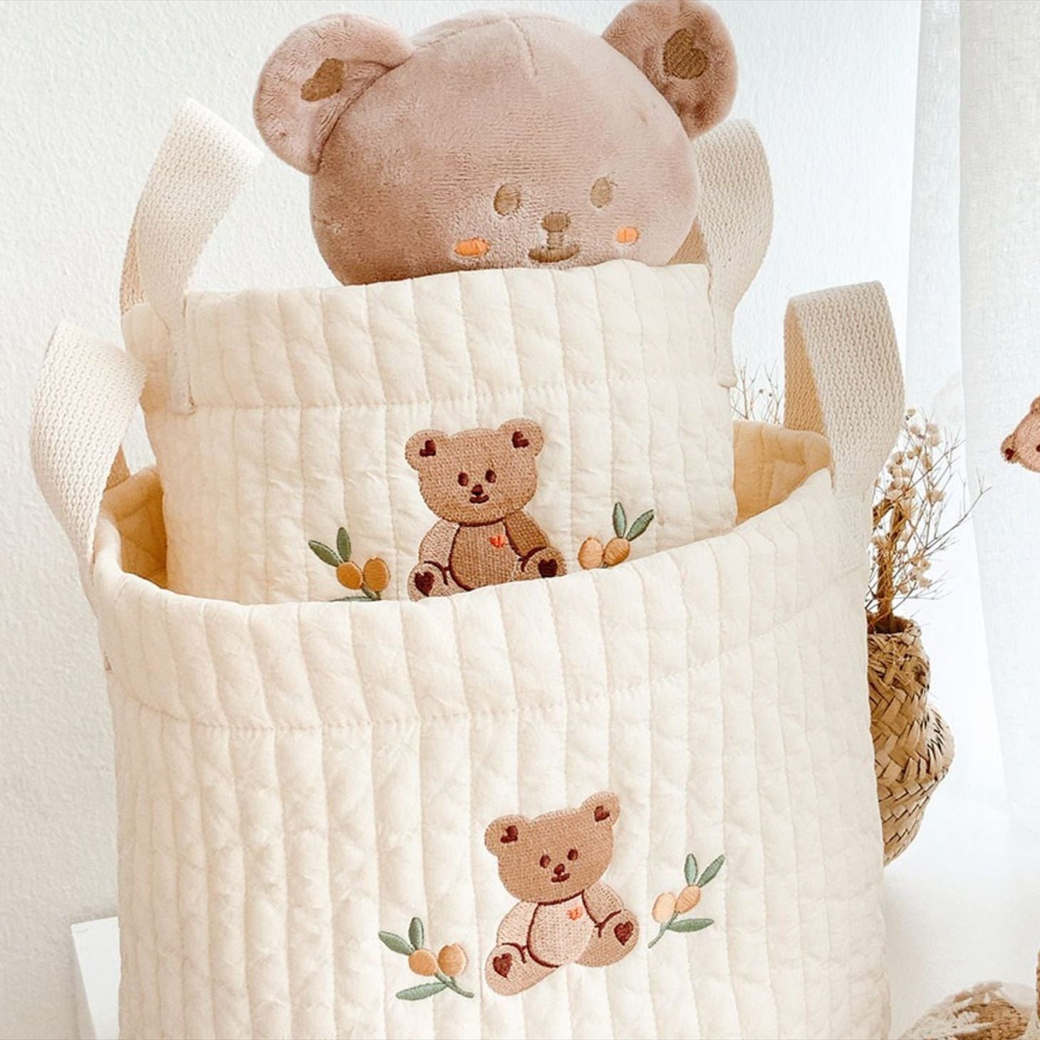 Cute Bear Embroidery Diaper Bag Caddy for Stylish and Organized Mummies - Everything Amazing