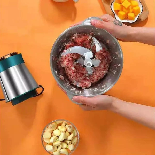 3L Electric Meat Grinder & Food Chopper – 250W Stainless Steel Bowl Mini Food Processor with 4 Blades, Vegetable Slicer, Mixer & Blender (UK Plug)