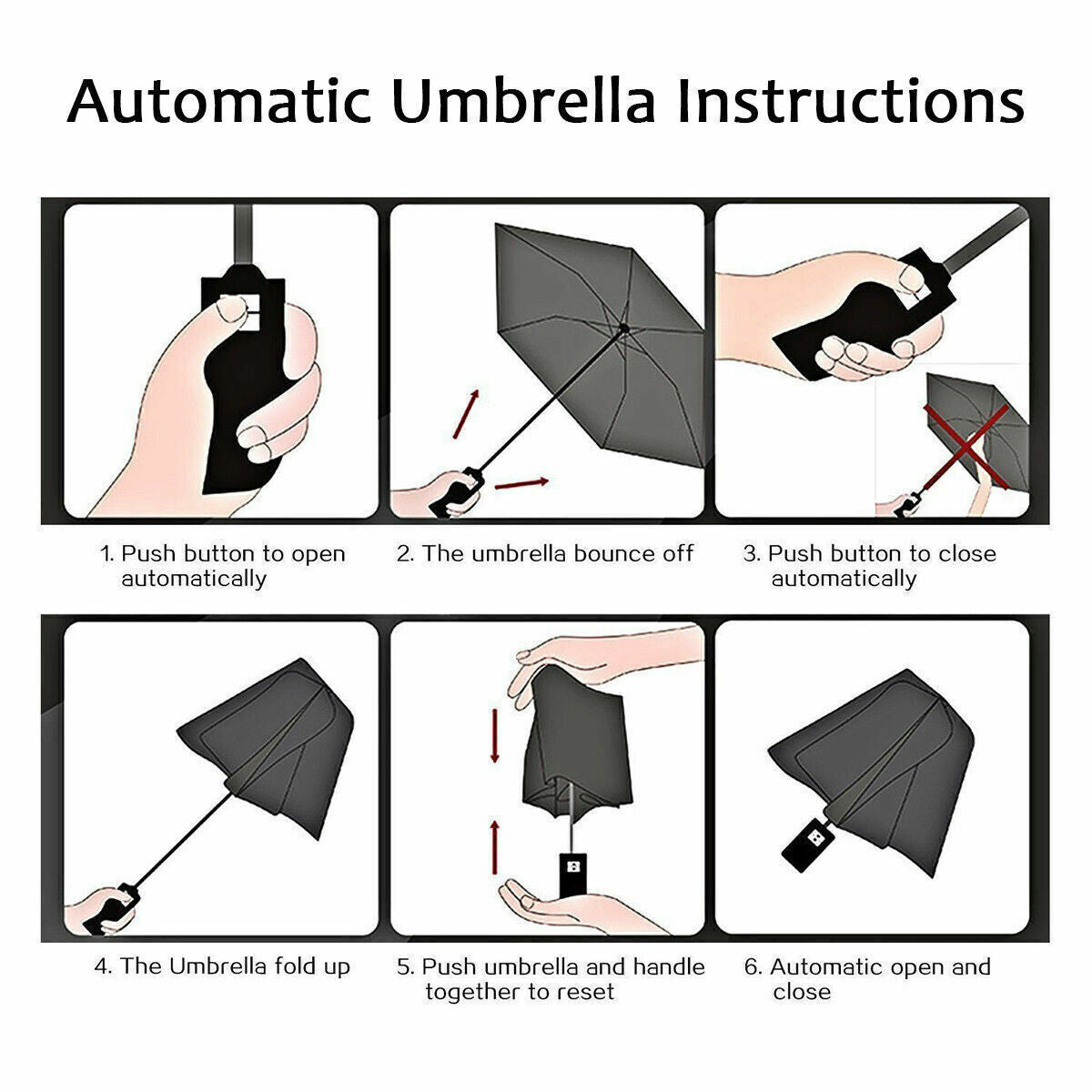 12 Ribs Strong Automatic Umbrella – Windproof, Stormproof & Compact Folding Design