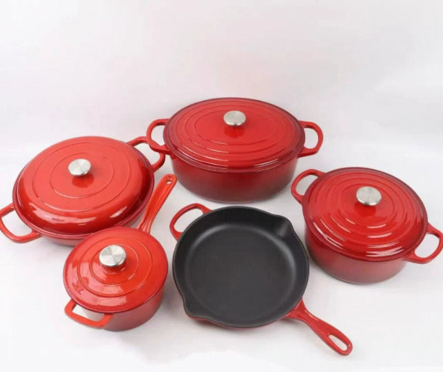 Premium Nordic Cast Iron Enamel Casserole Pot Set – Durable Non-Stick Cookware (1L–7L)