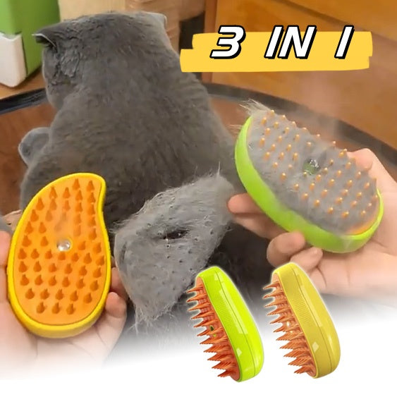 3-in-1 Electric Pet Grooming and Massage Brush for Cats and Dogs – USB Rechargeable, Hair Removal, and Steam for Soothing Pet Care. | Everything Amazing Shop