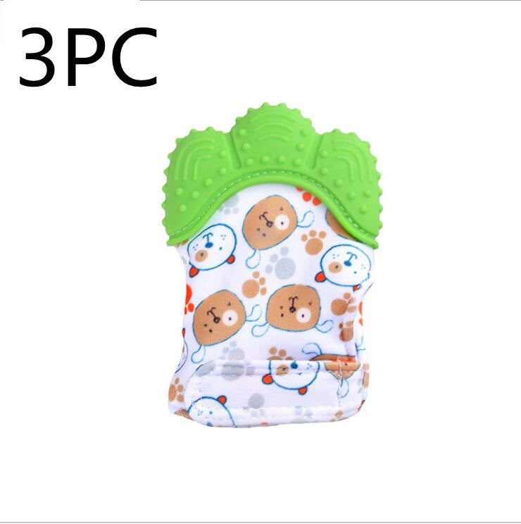 Baby Teether Silicone Molar Gloves with Sound Toys - Anti-Bite Relief for Infants