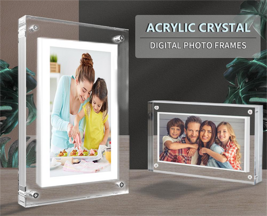 High-definition Acrylic Digital Photo Video Frame in 5-inch and 7-inch models, battery-powered for portable use, featuring a sleek acrylic design. | Everything Amazing Shop