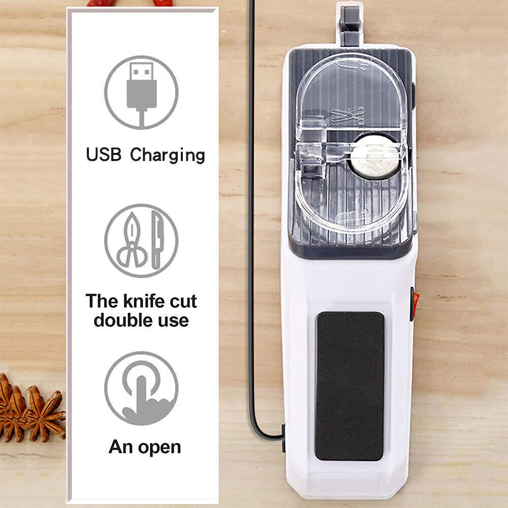 2-in-1 Electric Knife and Scissor Sharpener – Fast USB Kitchen Sharpening Tool for Home & Family