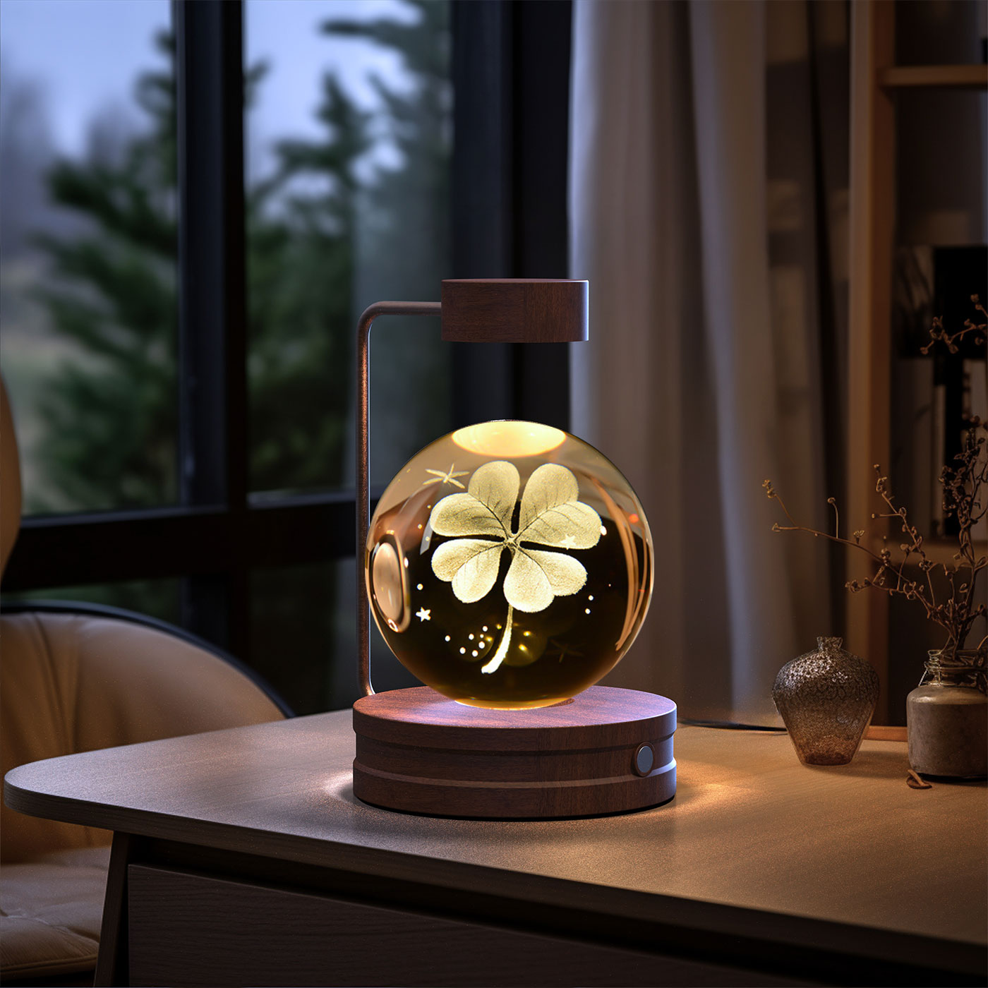 Crystal Ball Cosmic Dinosaur Night Light | USB Powered 3D LED Touch Lamp - Warm Bedside Light & Birthday Gift