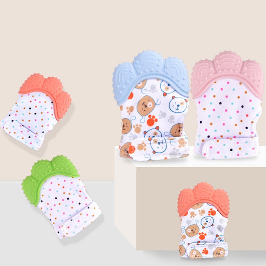 High-quality Baby Teether Silicone Molar Gloves designed for soothing and relieving teething pain. Features sound toys that engage babies while providing effective anti-bite relief. Soft, safe, and comfortable for little hands, promoting healthy gum development. Perfect for babies teething in their early stages. Ideal for keeping babies entertained while reducing discomfort. everything amazing shop
