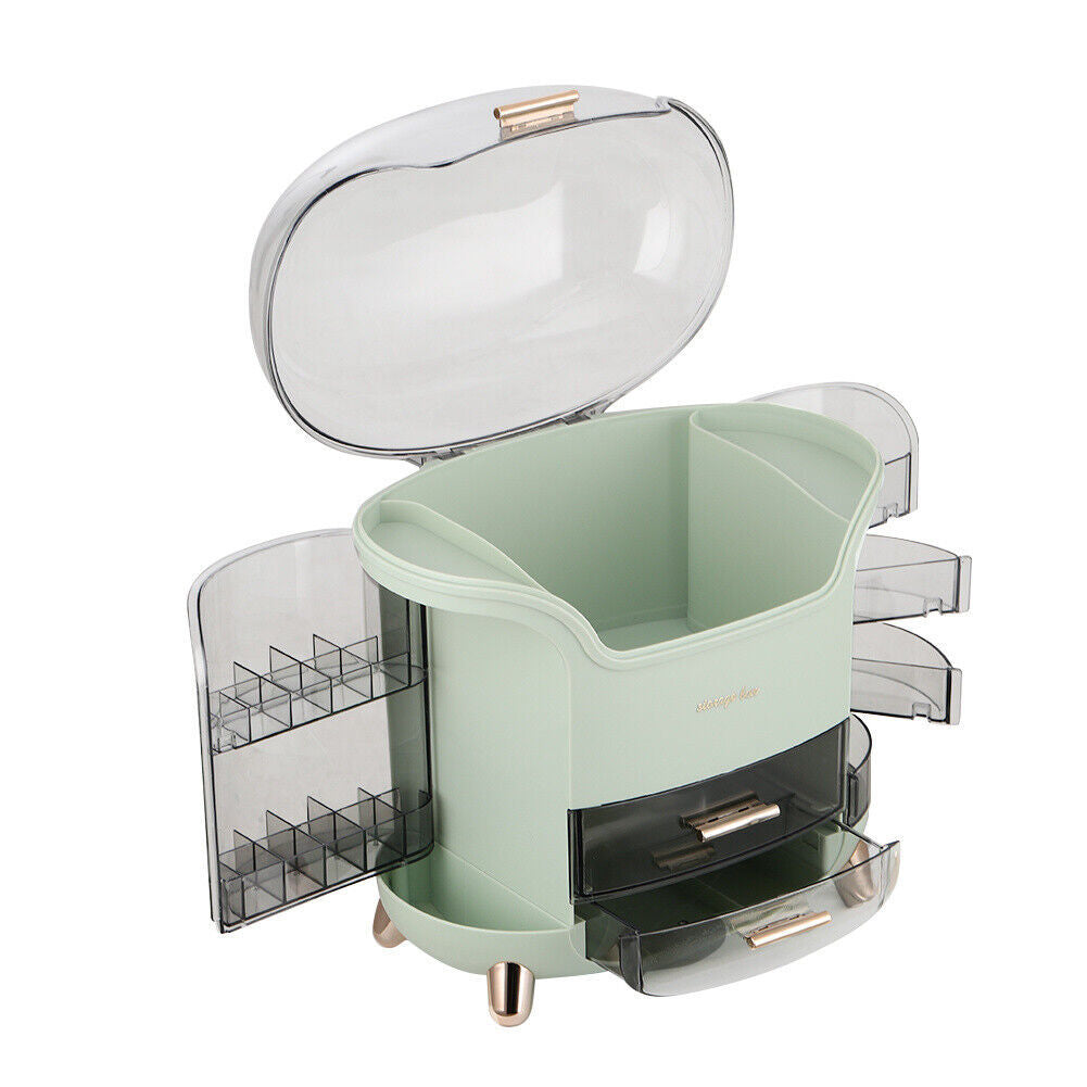 Large Cosmetic Skincare Organiser Tabletop Make-Up Storage Case 2 Drawers Box