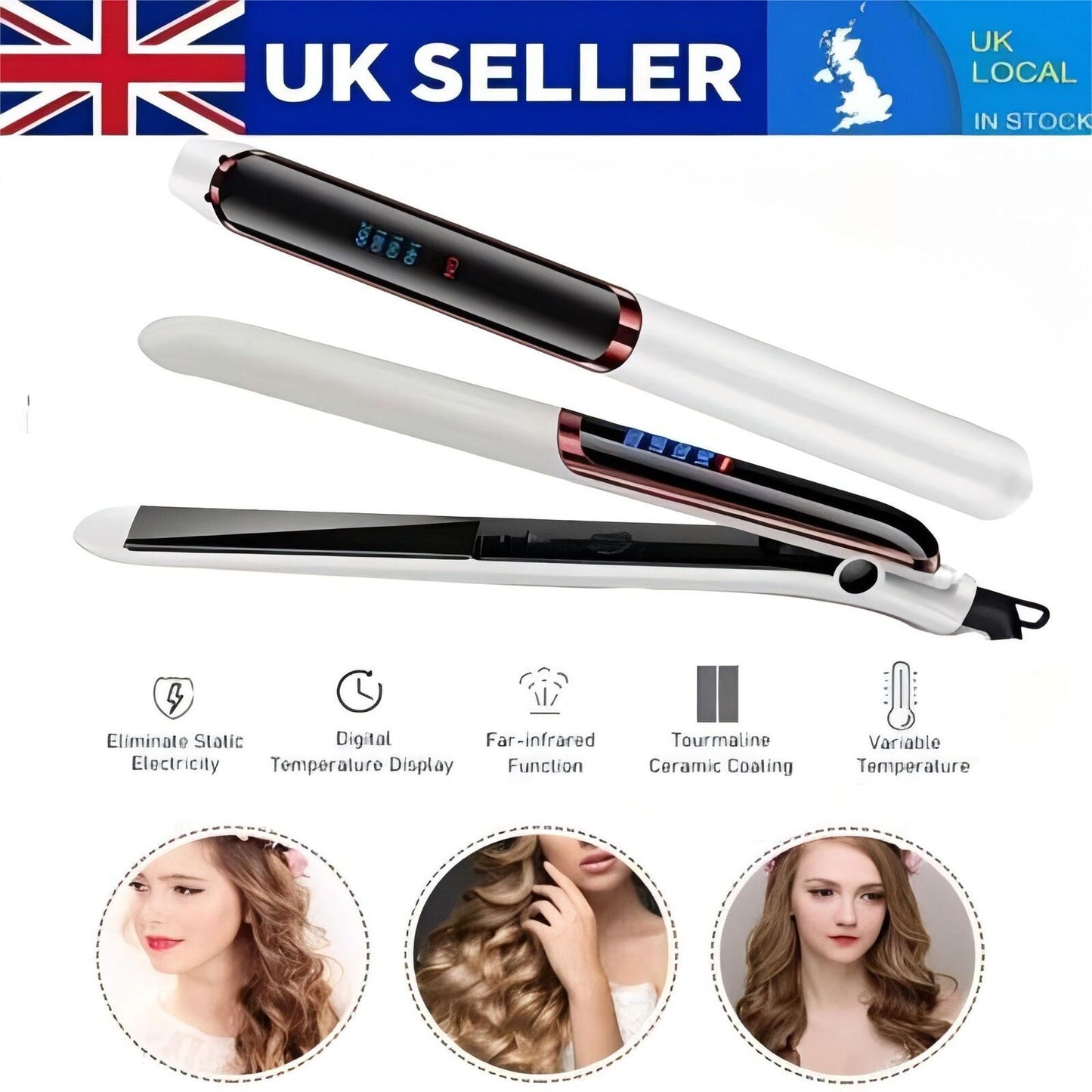 Professional Ceramic Hair Straightener & Curler – 2-in-1 Salon Styling Tool