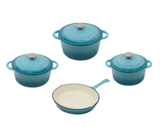 Premium Nordic Cast Iron Enamel Casserole Pot Set – Durable Non-Stick Cookware (1L–7L)