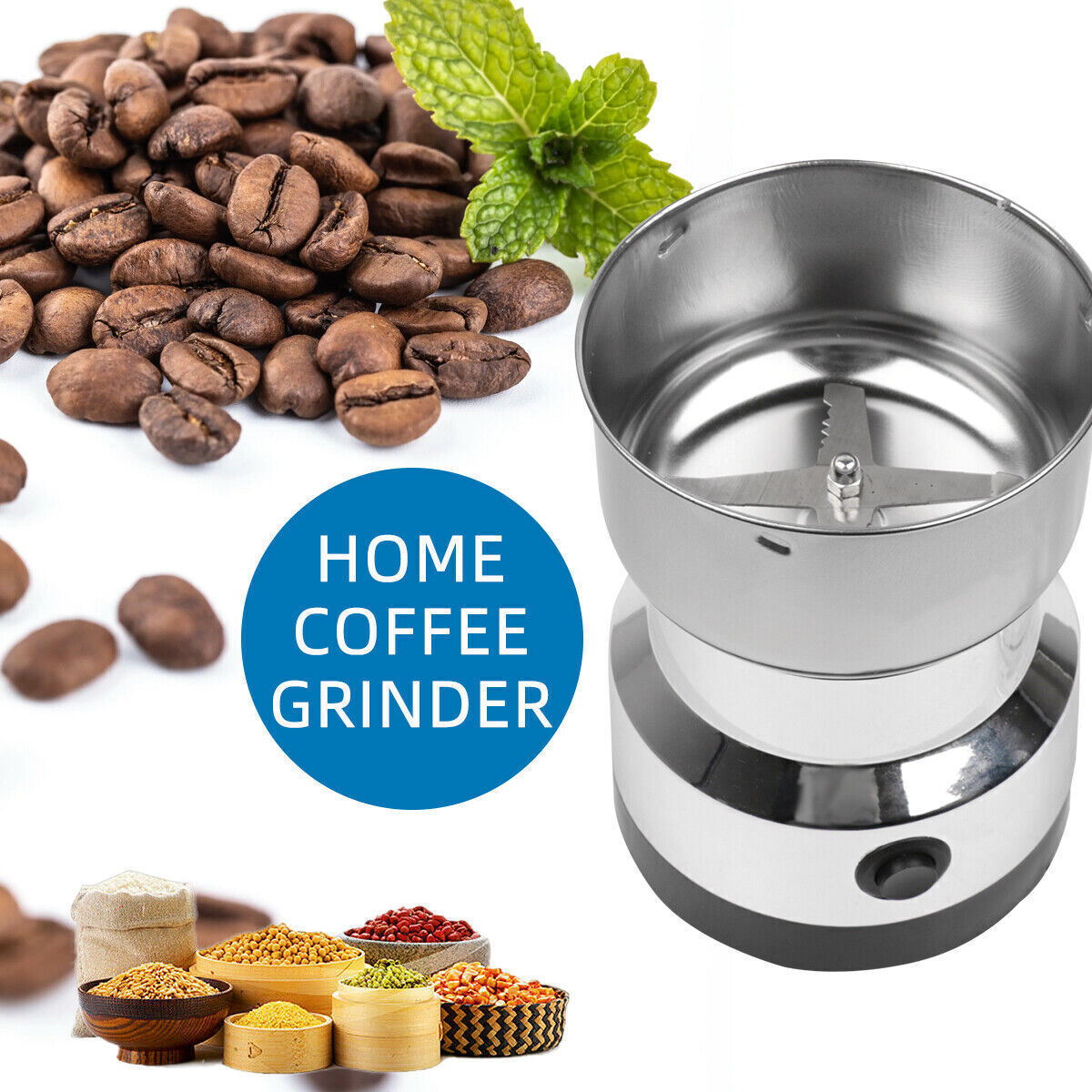 Electric Coffee Grinder UK – 200W Stainless Steel Blade Grinder for Coffee, Nuts, Spices & Beans, Fast & Uniform Grinding