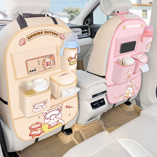 High-quality Car Seat Back Storage Bag with Anti-Kick Cushion and Leather Anti-Dirt Mat, designed to protect your car seats and keep your vehicle organized. This practical accessory helps prevent dirt, scratches, and kicks from damaging your seats, while providing extra storage space for convenience. Ideal for families and long trips, it combines durability, style, and functionality. Everything Amazing Shop.