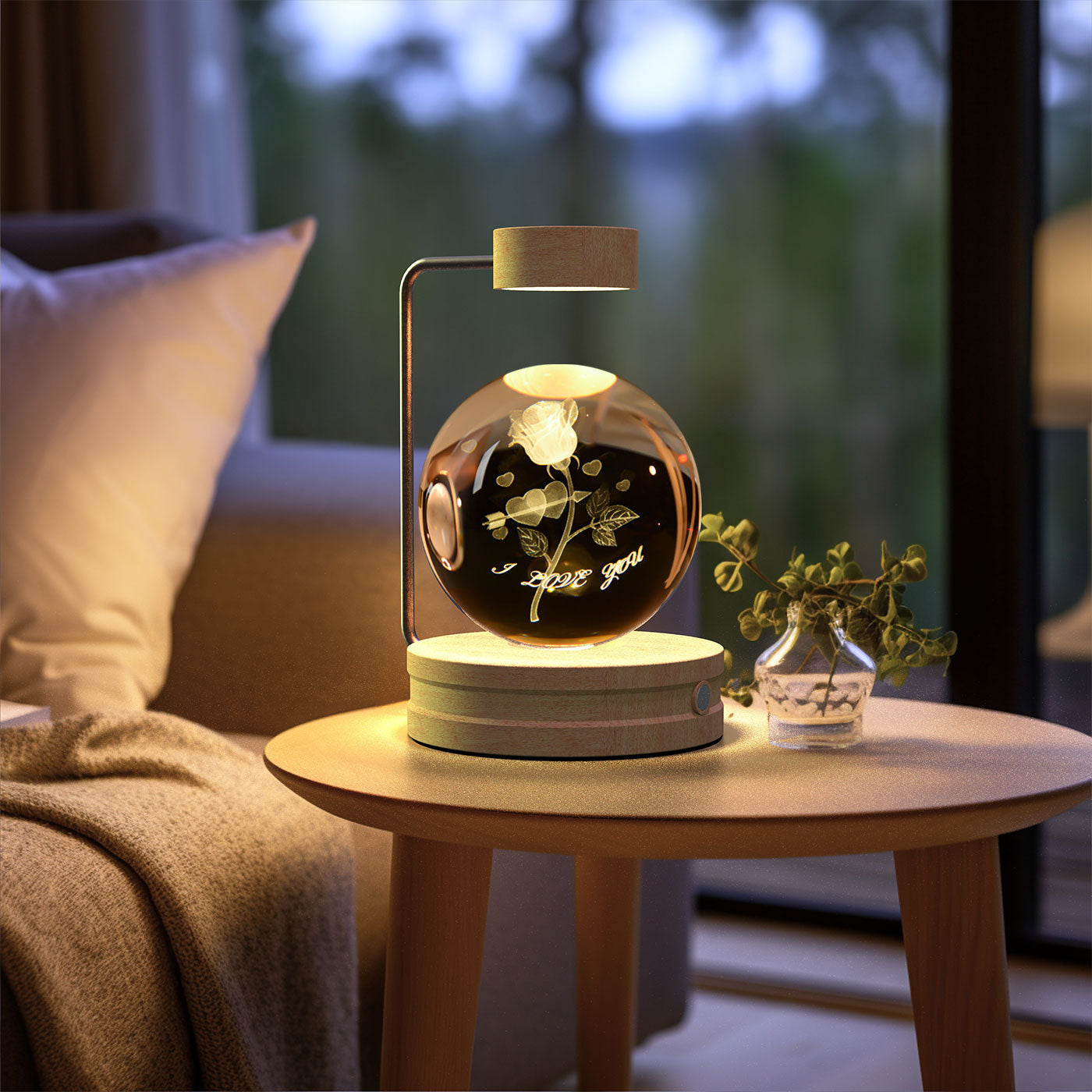 Crystal Ball Cosmic Dinosaur Night Light | USB Powered 3D LED Touch Lamp - Warm Bedside Light & Birthday Gift