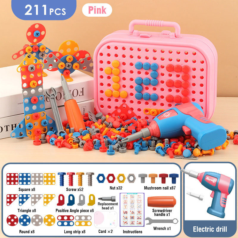 Electric Screwdriver Toolbox Toy for Kids – Educational Assembly Drill Set