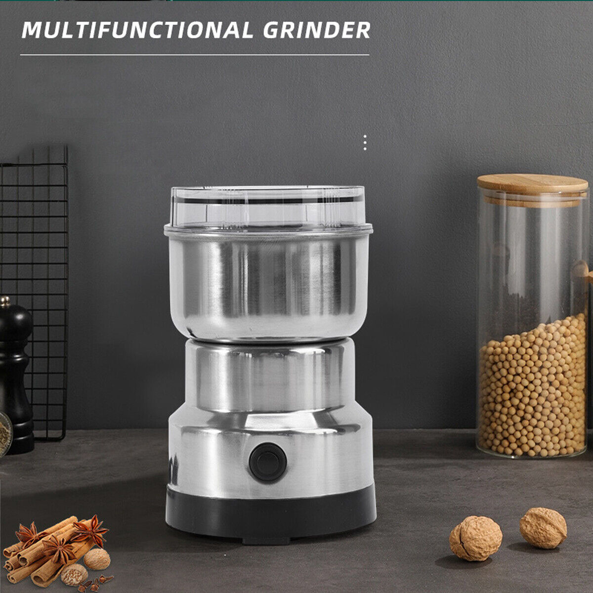Electric Coffee Grinder UK – 200W Stainless Steel Blade Grinder for Coffee, Nuts, Spices & Beans, Fast & Uniform Grinding
