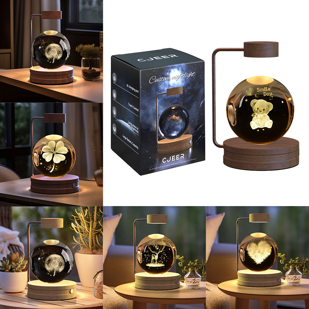 Crystal Ball Cosmic Dinosaur Night Light - USB Powered 3D LED Touch Lamp with warm bedside light, perfect as a birthday gift. Ideal for children and dinosaur lovers, this unique touch lamp creates a soothing atmosphere with its vibrant, cosmic design. USB-powered for convenience, it is a great addition to any bedroom or nightstand. Everything Amazing Shop.