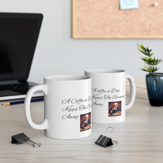 Customisable 11oz Ceramic Mug, microwave and dishwasher safe, BPA-free. Perfect for personalisation, this durable mug is ideal for everyday use, offering convenience and style. Great for gifts or branding, suitable for both hot and cold beverages. Everything Amazing Shop.