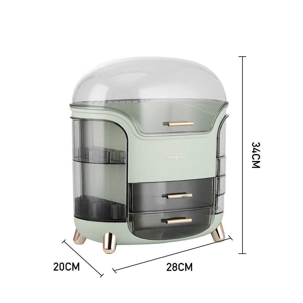 Large Cosmetic Skincare Organiser Tabletop Make-Up Storage Case 2 Drawers Box