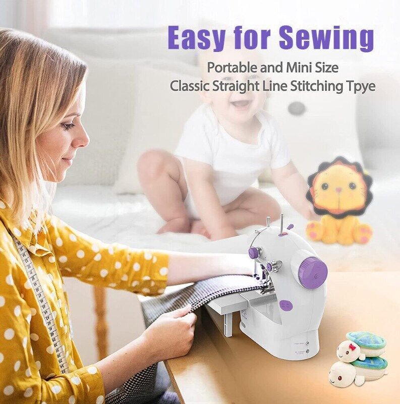 Electric Portable Sewing Machine – Mini Desktop & Handheld Multifunction Sewing Machine with Foot Pedal, Dual Speed, UK Plug