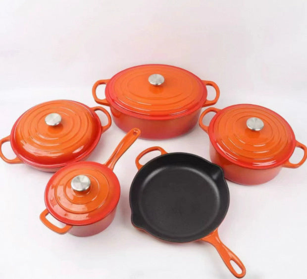Premium Nordic Cast Iron Enamel Casserole Pot Set – Durable Non-Stick Cookware (1L–7L)