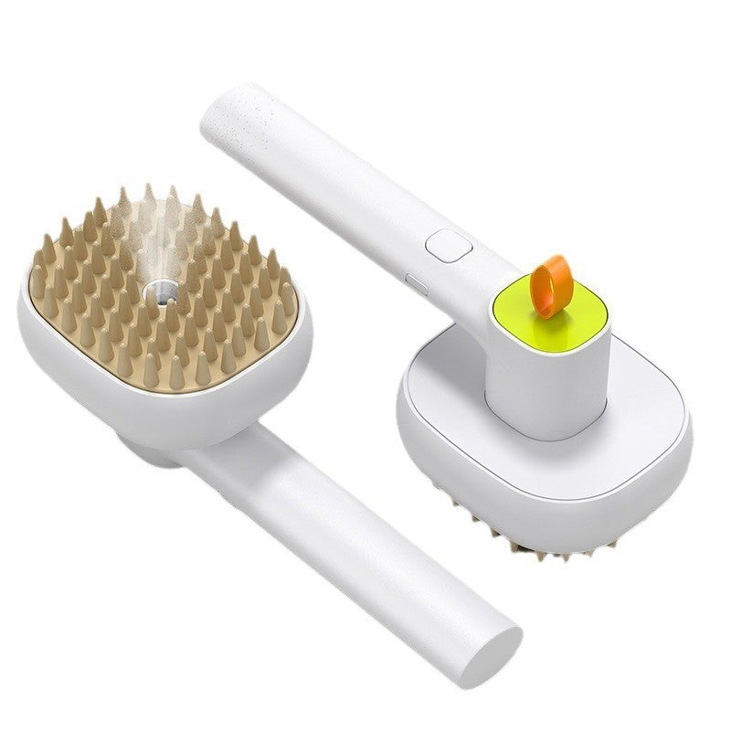 Electric massage spray comb for cats and dogs, featuring soft teeth for gentle grooming. Available in blue and green, designed for soothing pet massages and grooming.