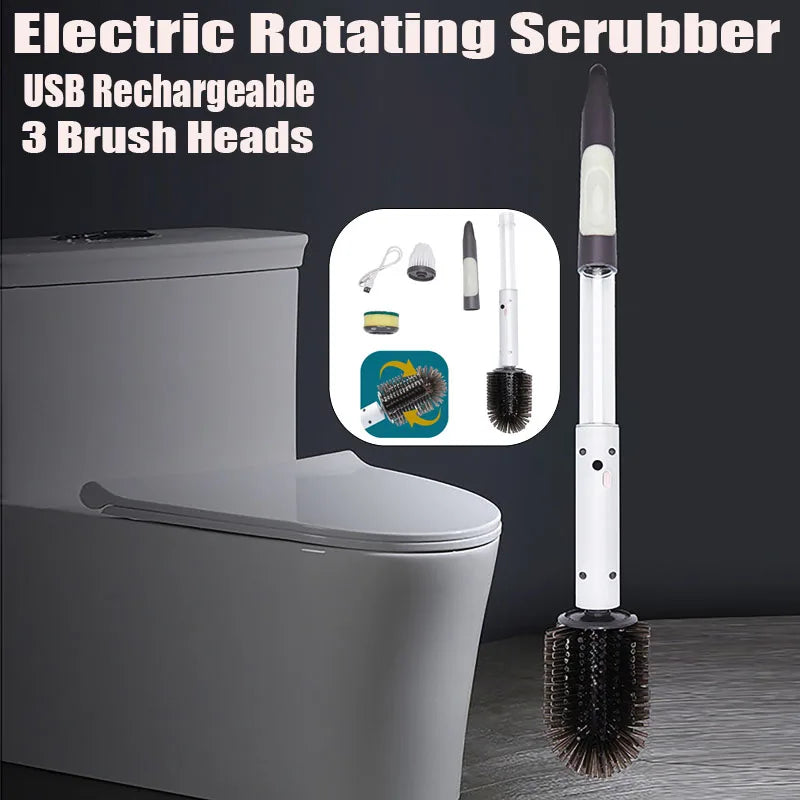 Wireless Electric Toilet Brush with USB Rechargeable Battery, Long Handle for Easy Cleaning, and 3 Durable Brush Heads for Effective Scrubbing and Hygiene. Perfect for effortless bathroom cleaning and maintenance. Upgrade your toilet care routine with this innovative, easy-to-use brush. Everything Amazing Shop for this product.