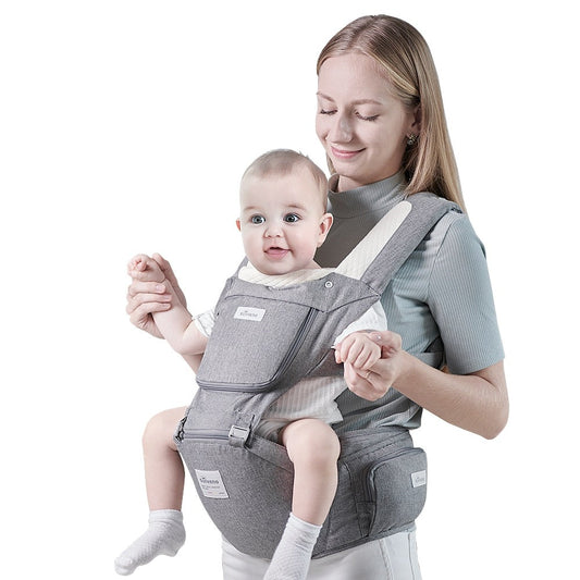 Ergonomic Baby Carrier with Hip Seat - 3-in-1 Backpack designed for newborns and toddlers, offering comfortable, hands-free carrying with adjustable straps for support and a hip seat for ergonomic comfort. Ideal for parents looking for a versatile baby carrier that promotes healthy posture and bonding time with your little one. Everything Amazing Shop for this product.