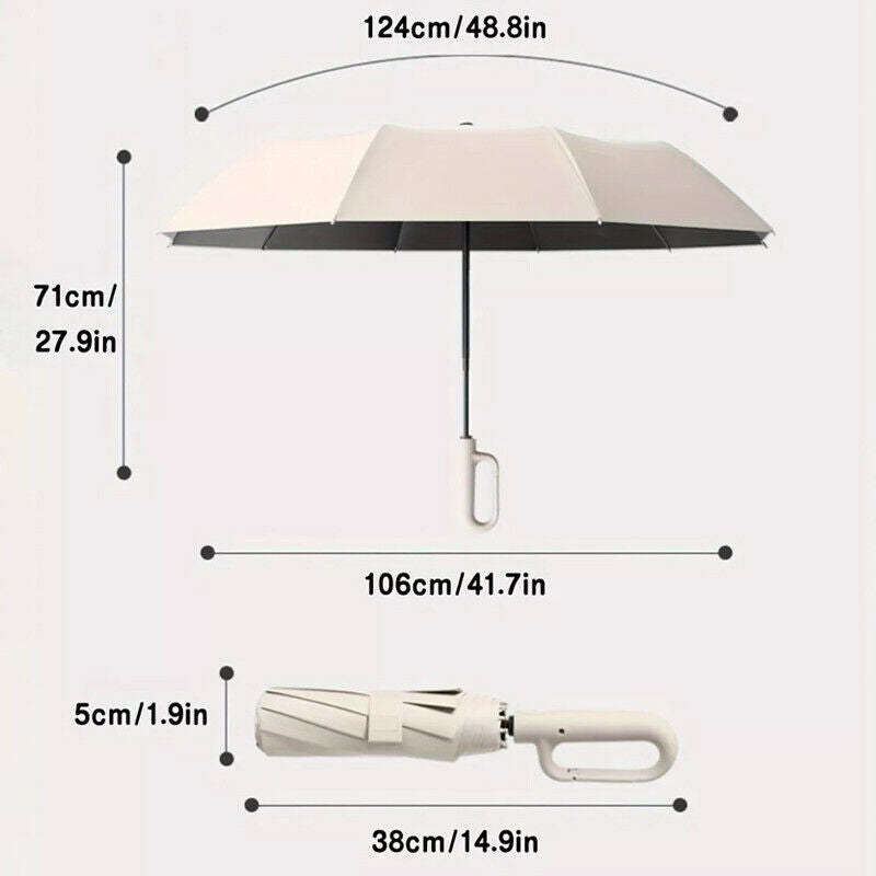 30-Bones Windproof Automatic Folding Umbrella – Strong 105CM Reinforced Travel Umbrella for Men & Women