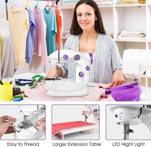Electric Portable Sewing Machine – Mini Desktop & Handheld Multifunction Sewing Machine with Foot Pedal, Dual Speed, UK Plug