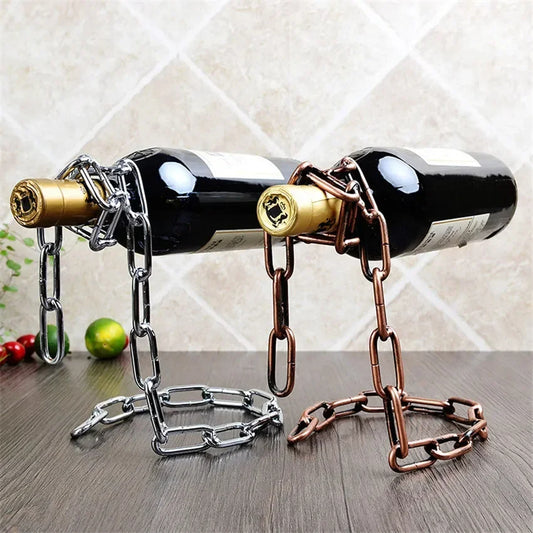 Unique floating wine holder designed as an artistic wine rack for home decoration. Perfect for showcasing wine bottles in a stylish and modern way, adding an elegant touch to any home or bar area. Ideal for wine enthusiasts or as a thoughtful gift. Elevate your home decor with this stunning wine rack. Everything Amazing shop for this product.