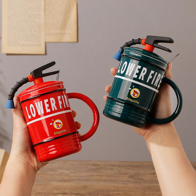 Funny Fire Extinguisher Mug - A creative 480ml ceramic mug designed like a fire extinguisher, perfect for coffee lovers with a sense of humor. Ideal gift for those who enjoy unique kitchen accessories. Perfect for daily use at home, office, or as a novelty gift. Unique design, sturdy ceramic, and a fun twist on your regular coffee mug. Everything Amazing Shop for this product.