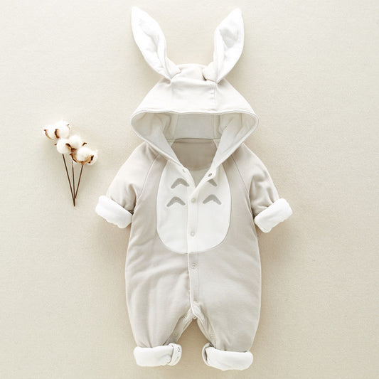 Hooded cotton padded baby romper, a thick and warm onesie designed for newborns and infants. Perfect for keeping your baby cozy in colder weather, this soft, comfortable romper features a hood for added warmth. Ideal for winter months, this durable and snug outfit ensures your little one stays stylish and protected. Everything Amazing Shop for this product.