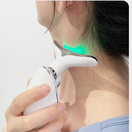 Neck Face Beauty Device – LED Photon Therapy Skin Tightening Massager designed for anti-wrinkle, double chin reduction, and lifting. This portable skin care tool enhances the appearance of the face and neck by promoting collagen production and improving skin elasticity. Ideal for a youthful, rejuvenated look. Everything Amazing Shop for this product.