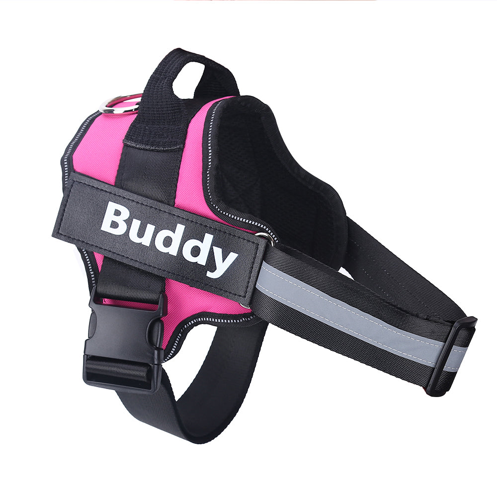 Personalised No-Pull Dog Harness featuring a reflective, adjustable, and breathable vest design, perfect for small to large dogs. Designed for comfort and safety, this harness prevents pulling while walking, ensuring a secure fit and visibility during low-light conditions. Ideal for daily use and outdoor activities, providing maximum comfort for your furry friend. Available in various sizes for a tailored fit. Everything Amazing Shop for this product.