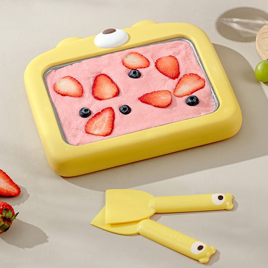 Stainless steel plug-in-free fried ice cream maker for homemade frozen yogurt, fruit ice cream, and desserts – 500 to 1000ml capacity.