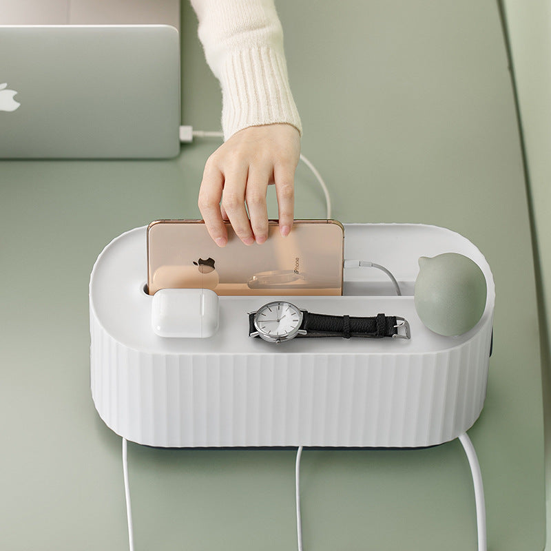 Power Strip Storage Box – A sleek and functional cable organiser designed to hold power strips, prevent dust accumulation, and keep wires neatly managed in your home or office. Perfect for reducing clutter and enhancing organization. This anti-dust charger socket holder is a must-have for maintaining a tidy workspace or living area. Available at Everything Amazing Shop for this product.