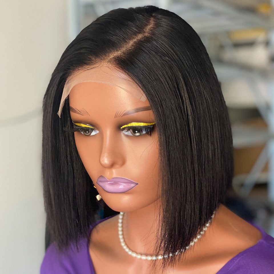 Vietnamese bone straight human hair wig with HD lace closure and frontal, fully hand-tied, silky straight, heat-friendly and dyeable for women.