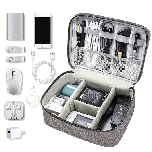 Waterproof Electronics Organizer, Travel Cable & Charger Storage Case with DIY Compartments. Keep your electronics accessories neatly stored and organized while traveling with this durable, waterproof case. Perfect for cables, chargers, earphones, and other small electronic gadgets. A must-have for frequent travelers who need to stay organized on the go. Ideal for carrying in your bag or suitcase, this compact and customizable storage solution helps protect your electronics. Shop at Everything Amazing for t