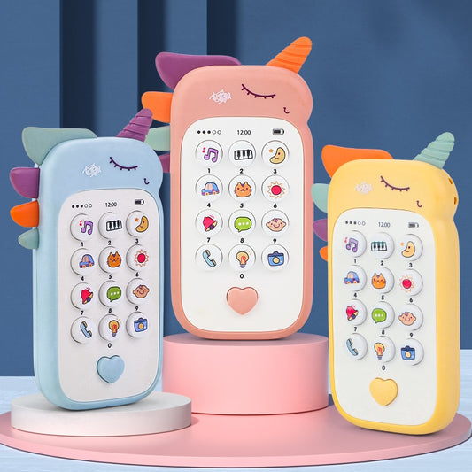 Baby phone toy with music, sound, and teether features for fun and educational play, ideal for infants and toddlers to develop learning skills and sensory engagement – Everything Amazing Shop.